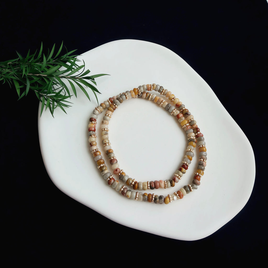 Tawny Agate Double Wrap Bracelet