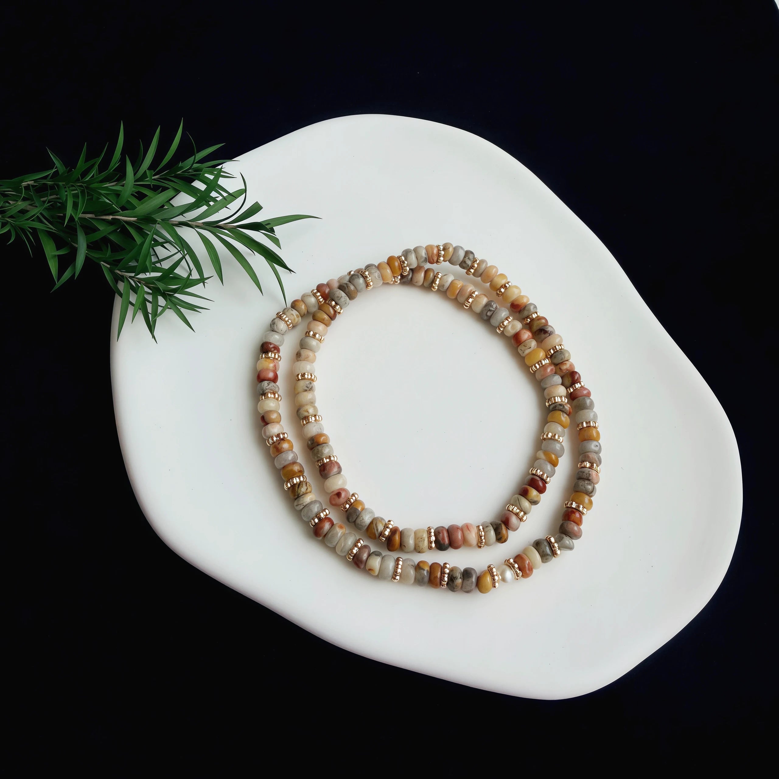 Tawny Agate Double Wrap Bracelet