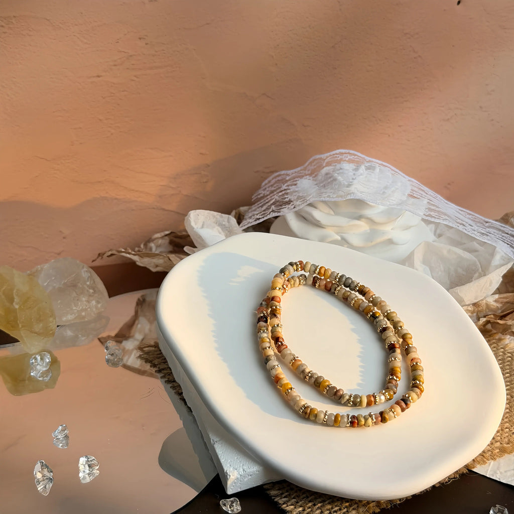 Tawny Agate Double Wrap Bracelet