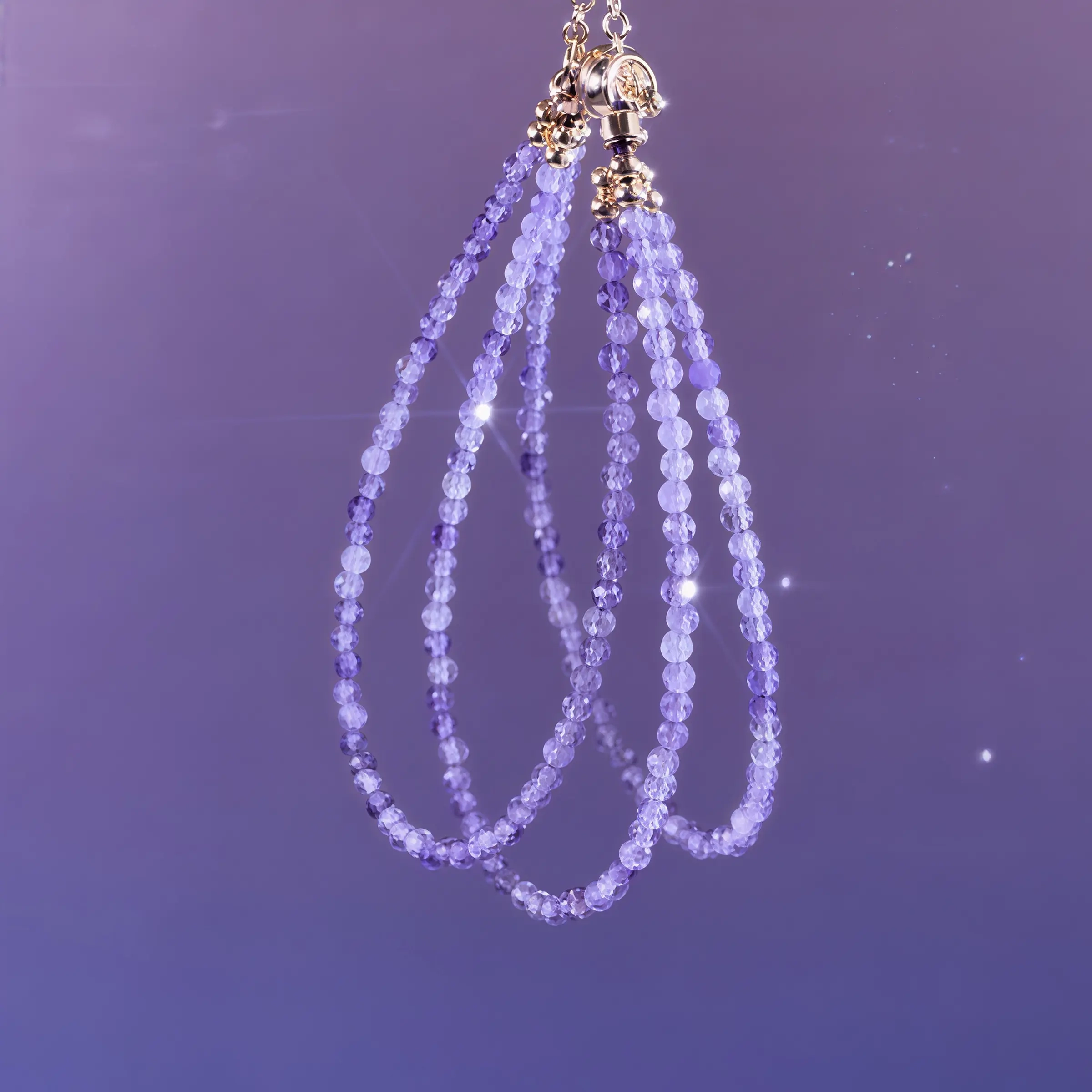 Lavender Amethyst Triple Wrap Bracelet