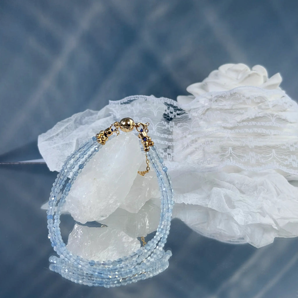 Glacier Aquamarine Triple Wrap Bracelet