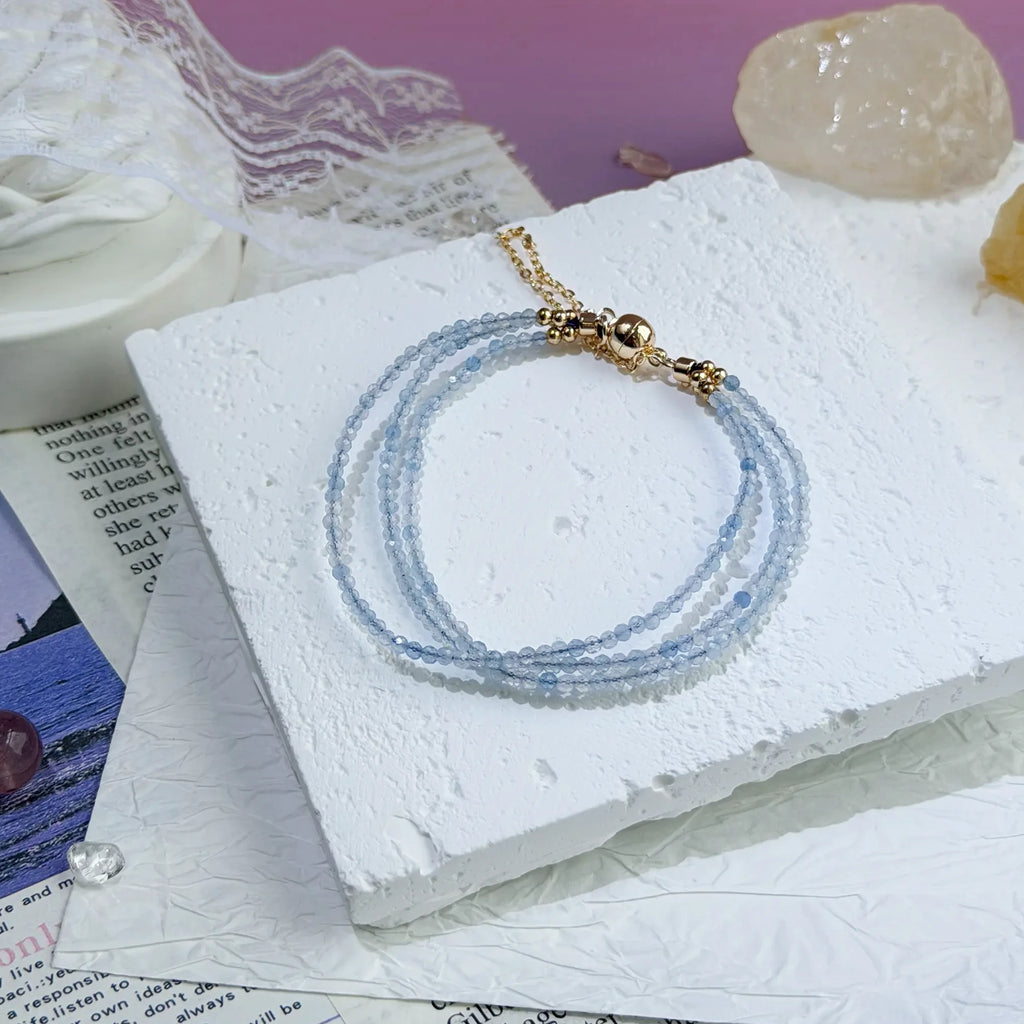 Glacier Aquamarine Triple Wrap Bracelet