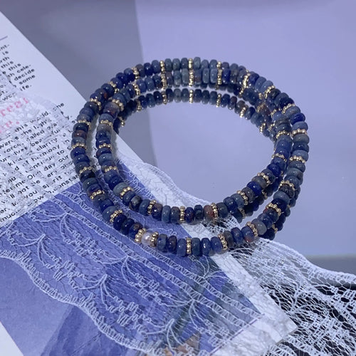 Blue-Vein Stone Double Wrap Bracelet