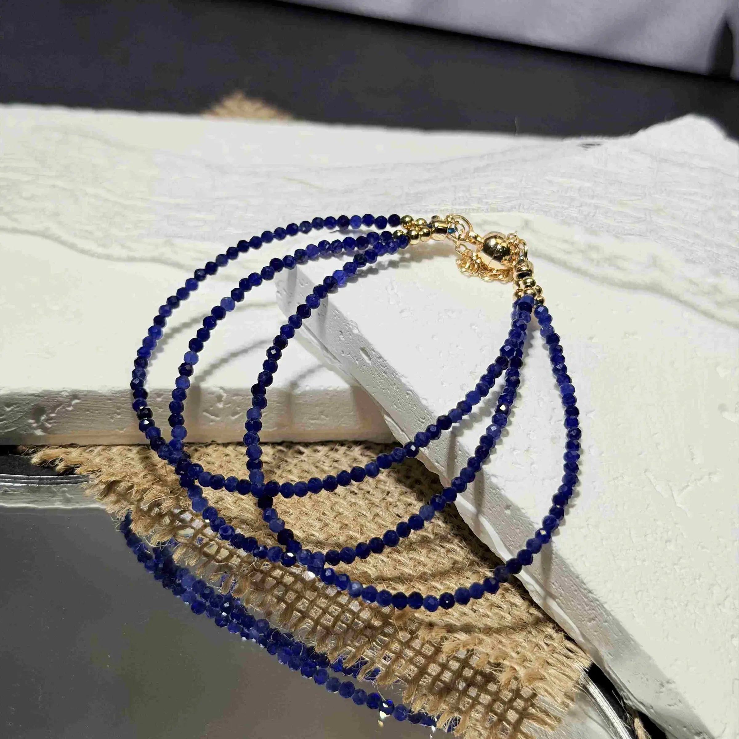 Shining Blue-vein Stone Triple Wrap Bracelet