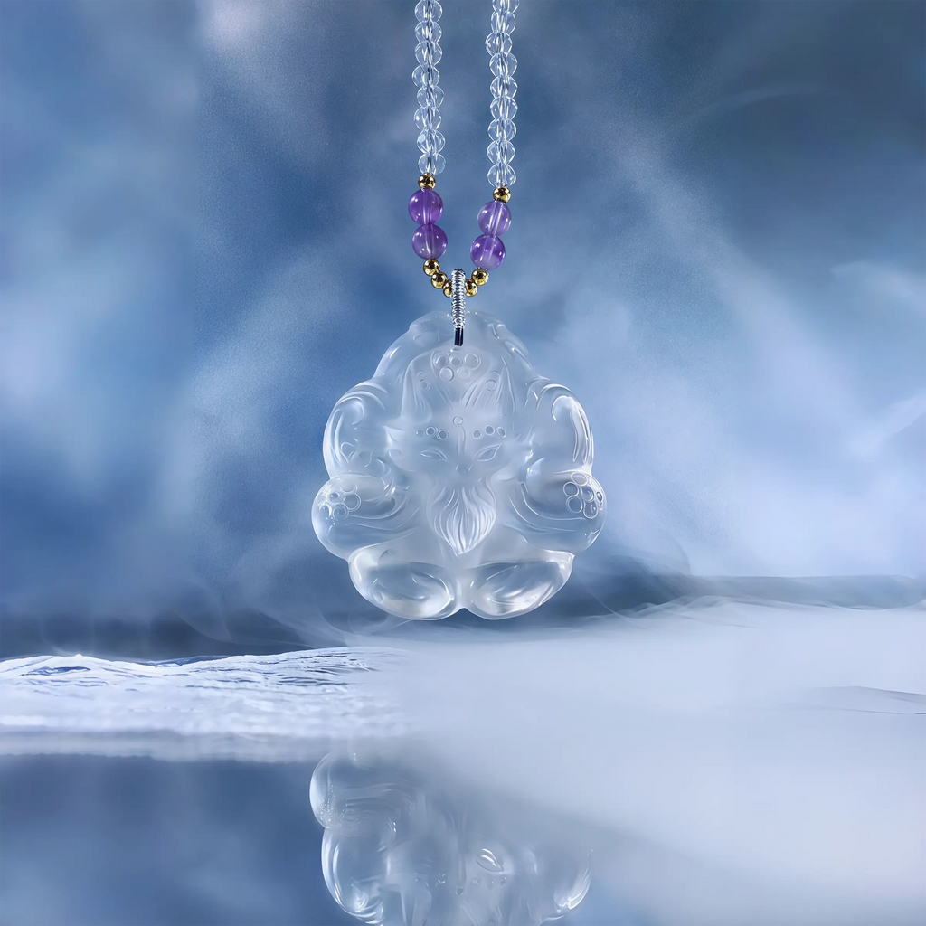 Moonlight Clear Quartz‌ Fox Necklace