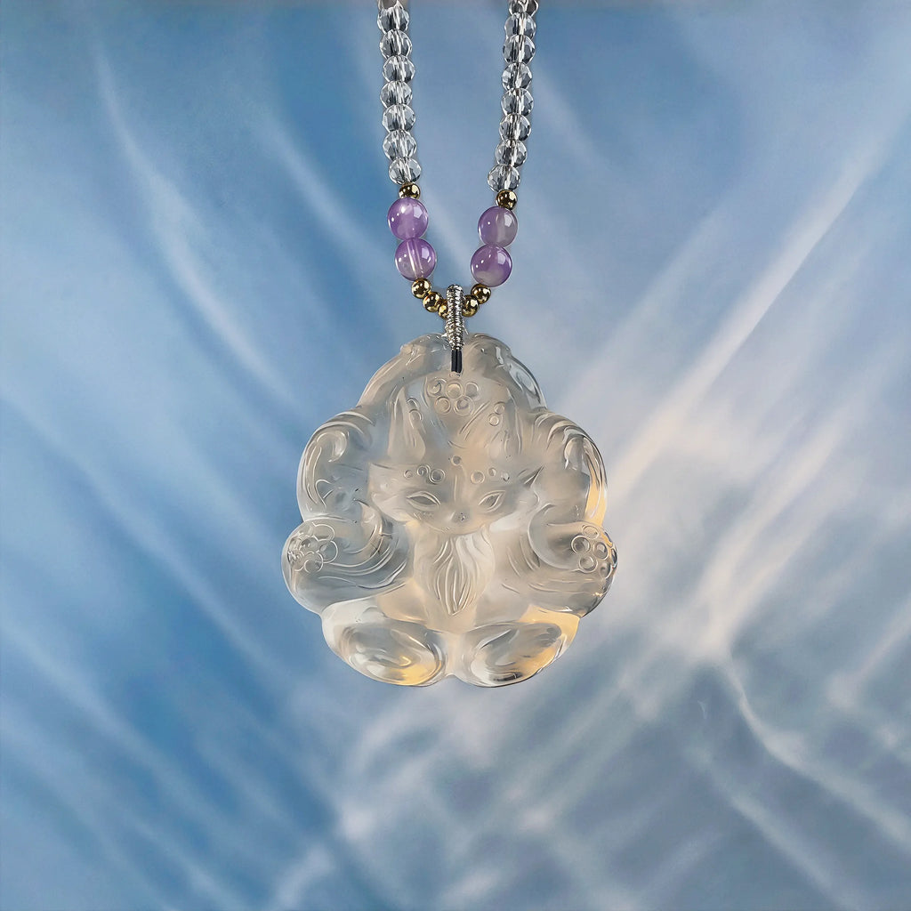 Moonlight Clear Quartz‌ Fox Necklace