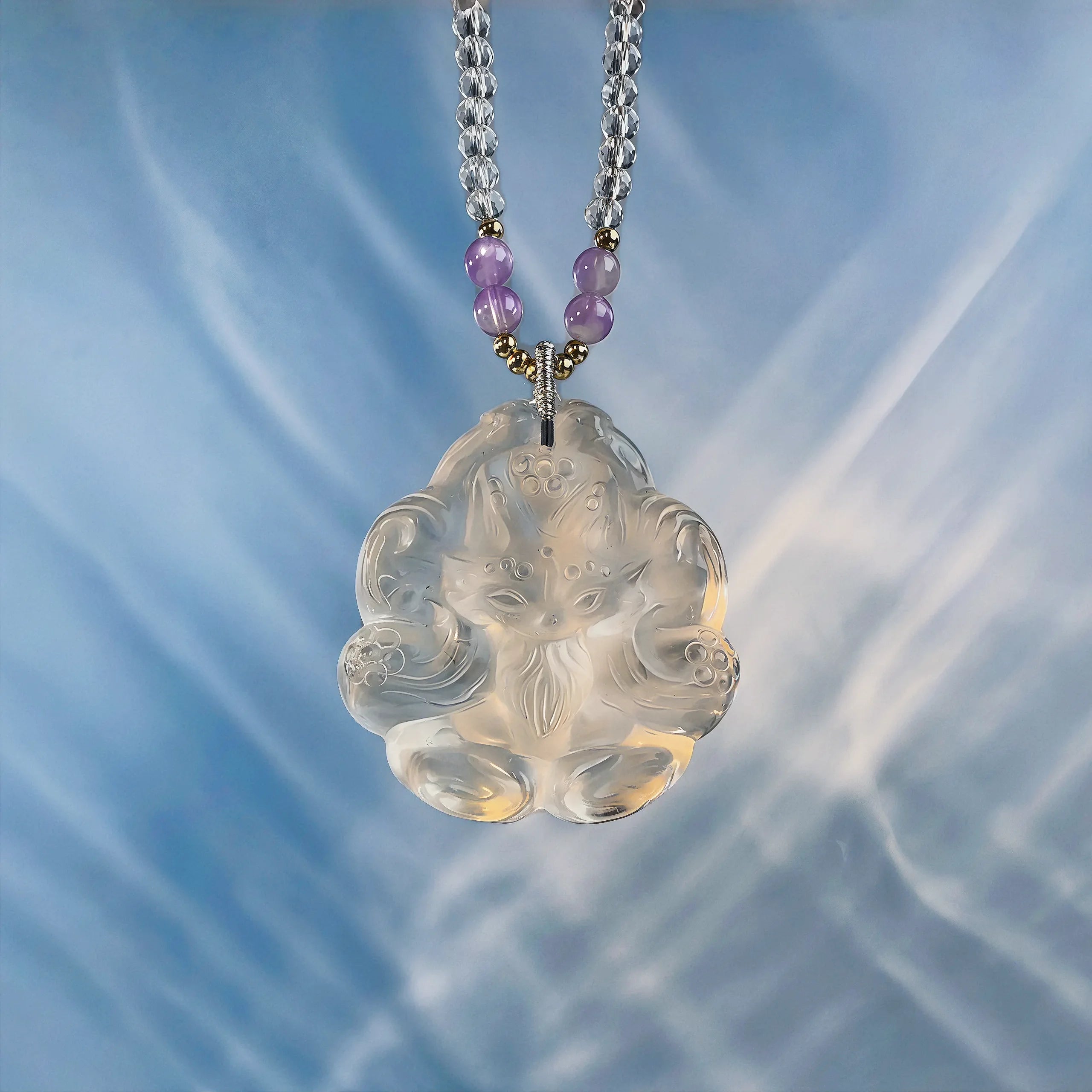 Moonlight Clear Quartz‌ Fox Necklace