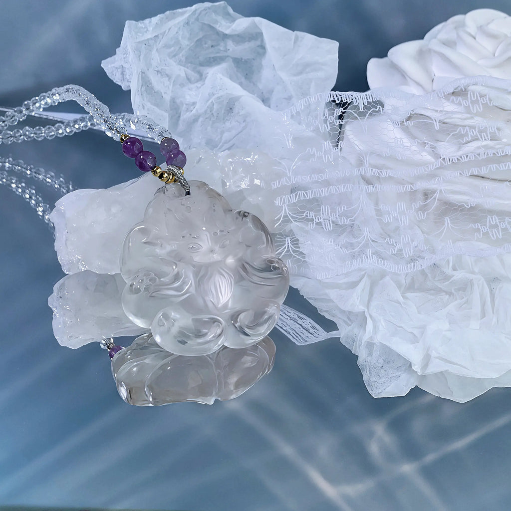 Moonlight Clear Quartz‌ Fox Necklace