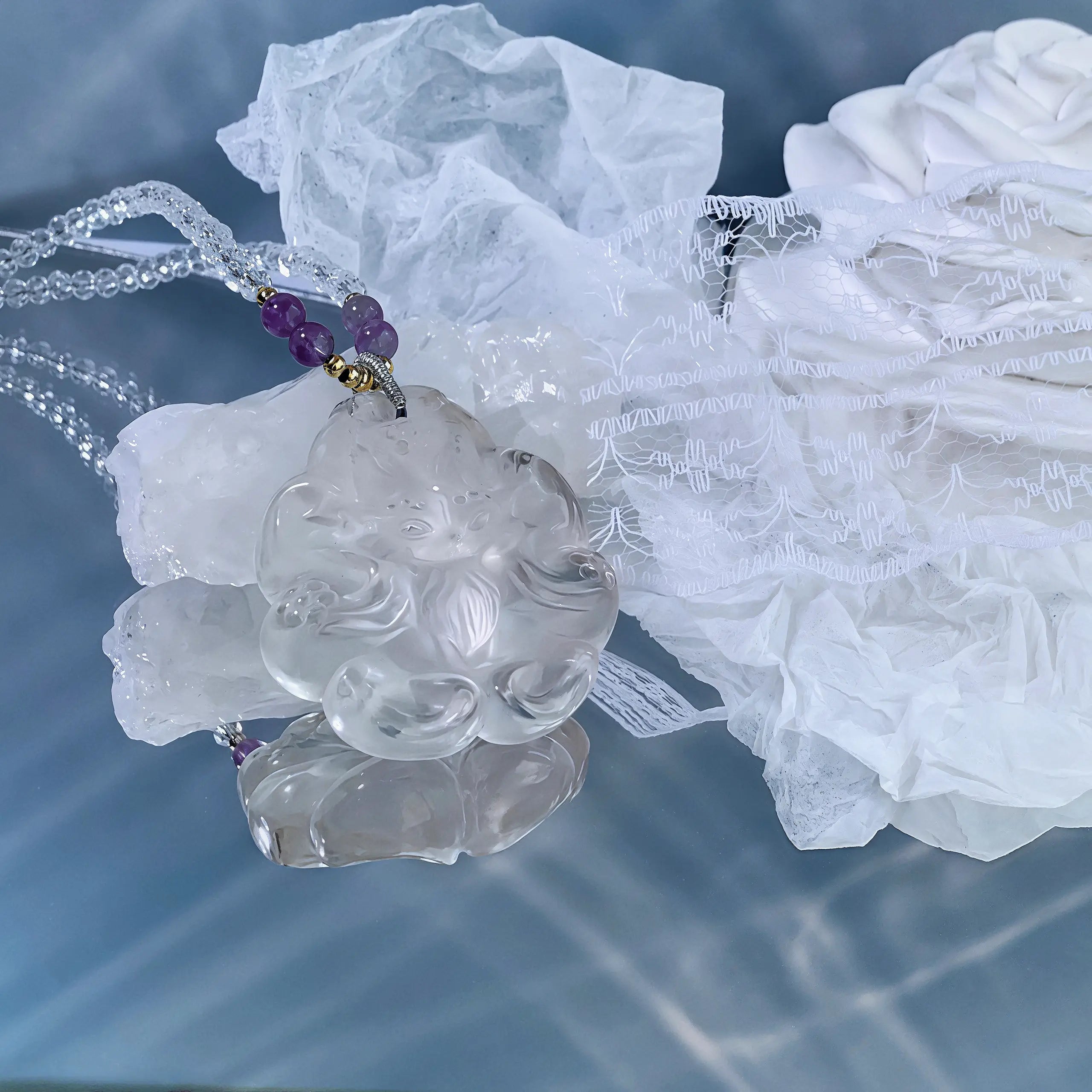 Moonlight Clear Quartz‌ Fox Necklace