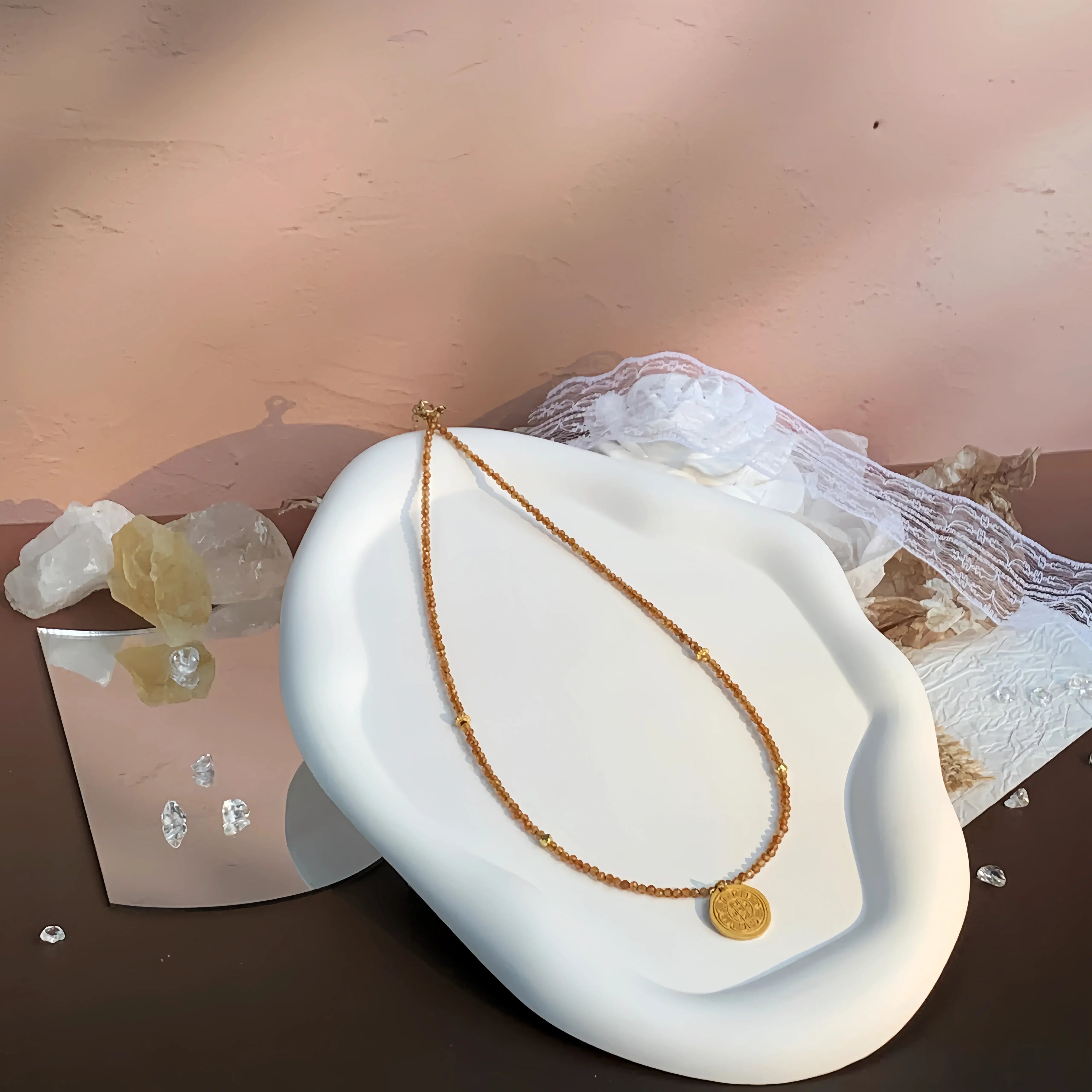 Orange Garnet Five Elements Necklace