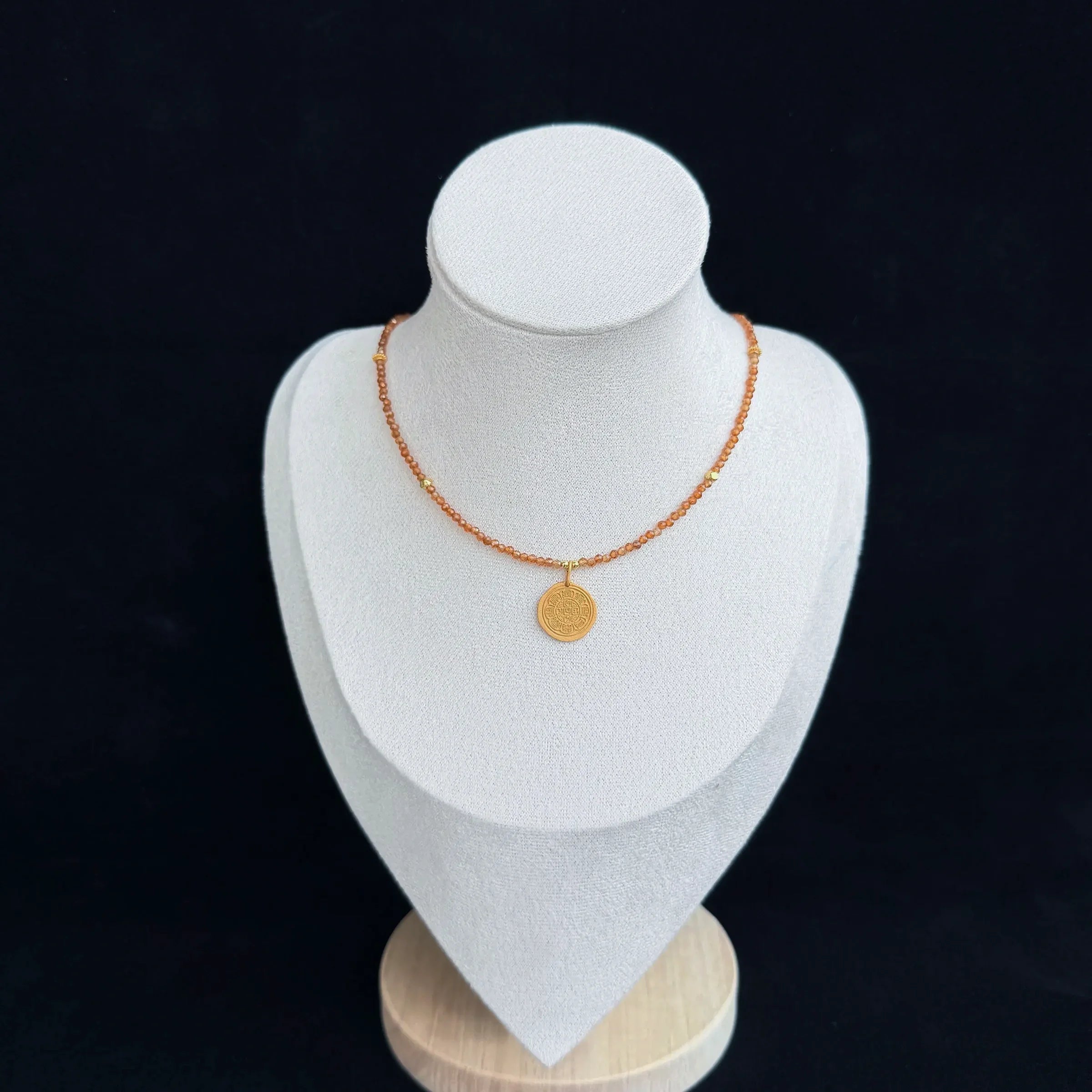 Orange Garnet Five Elements Necklace