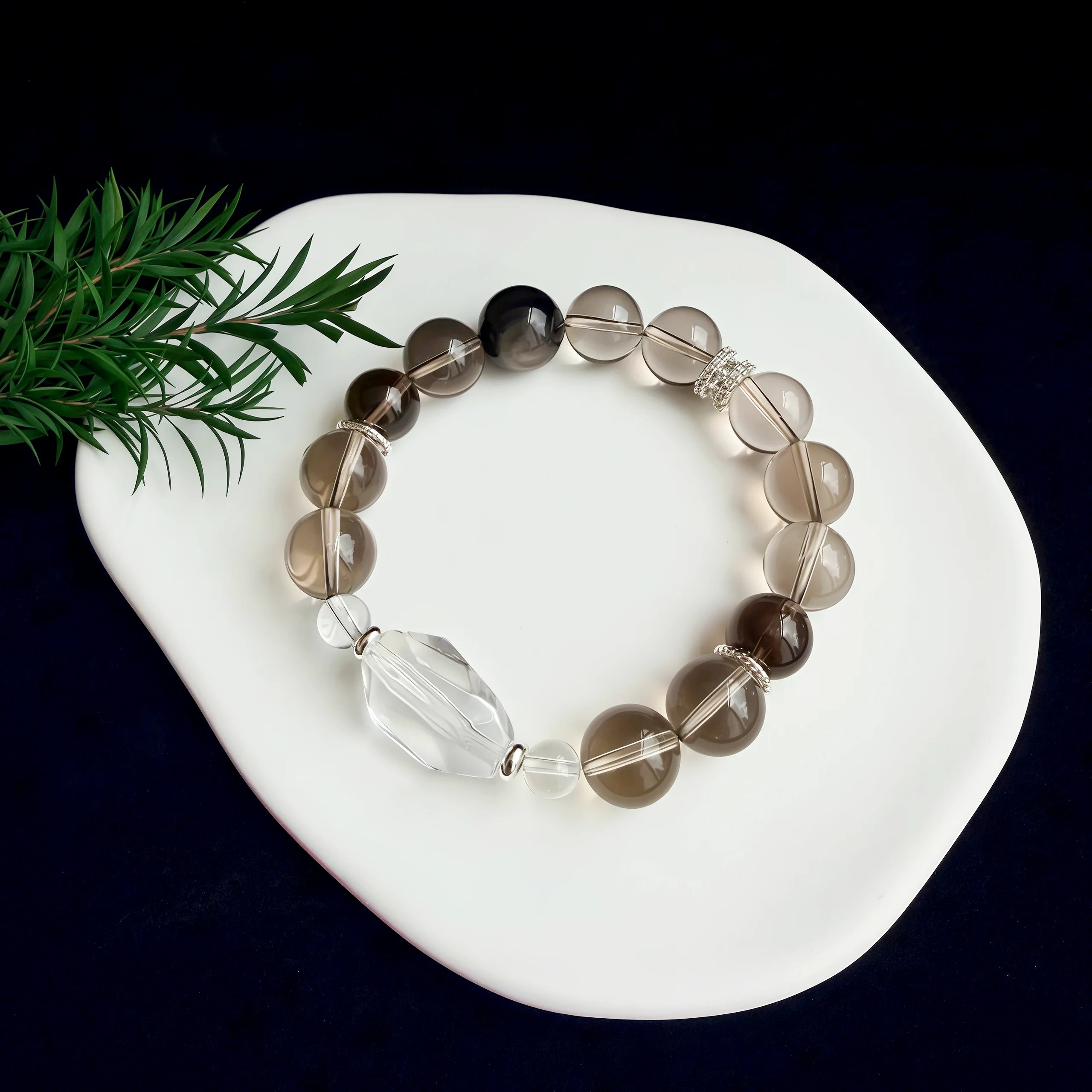 Gradient Smoky Quartz Mixed Crystal Bracelet