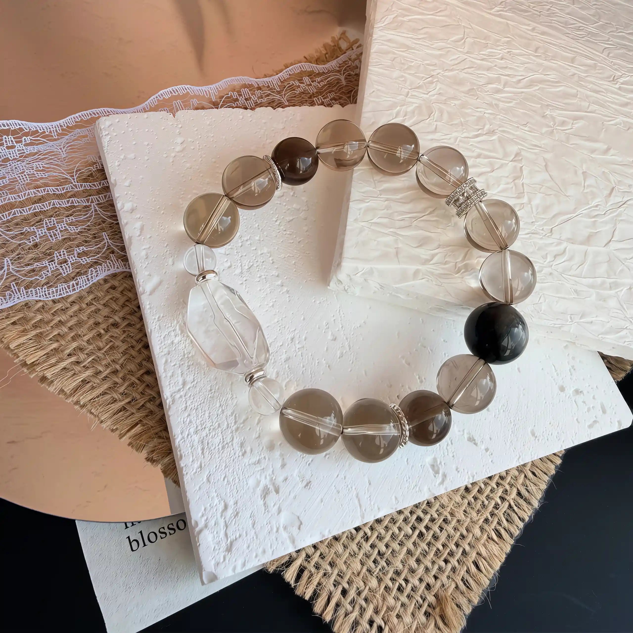 Gradient Smoky Quartz Mixed Crystal Bracelet