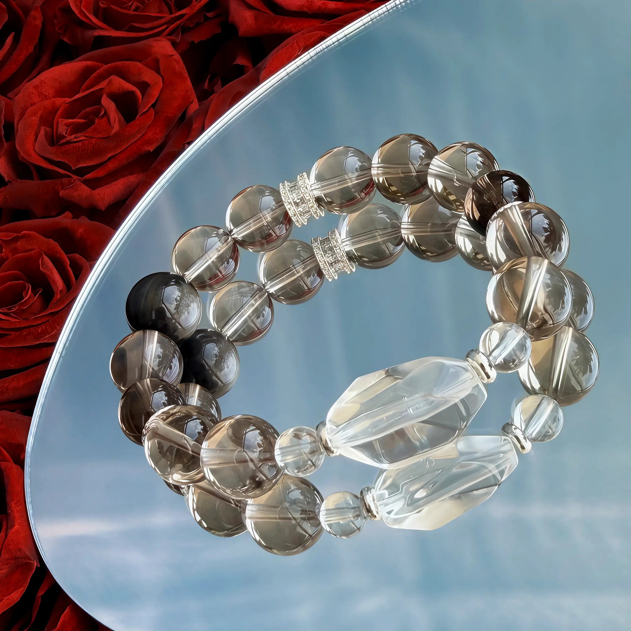 Gradient Smoky Quartz Mixed Crystal Bracelet