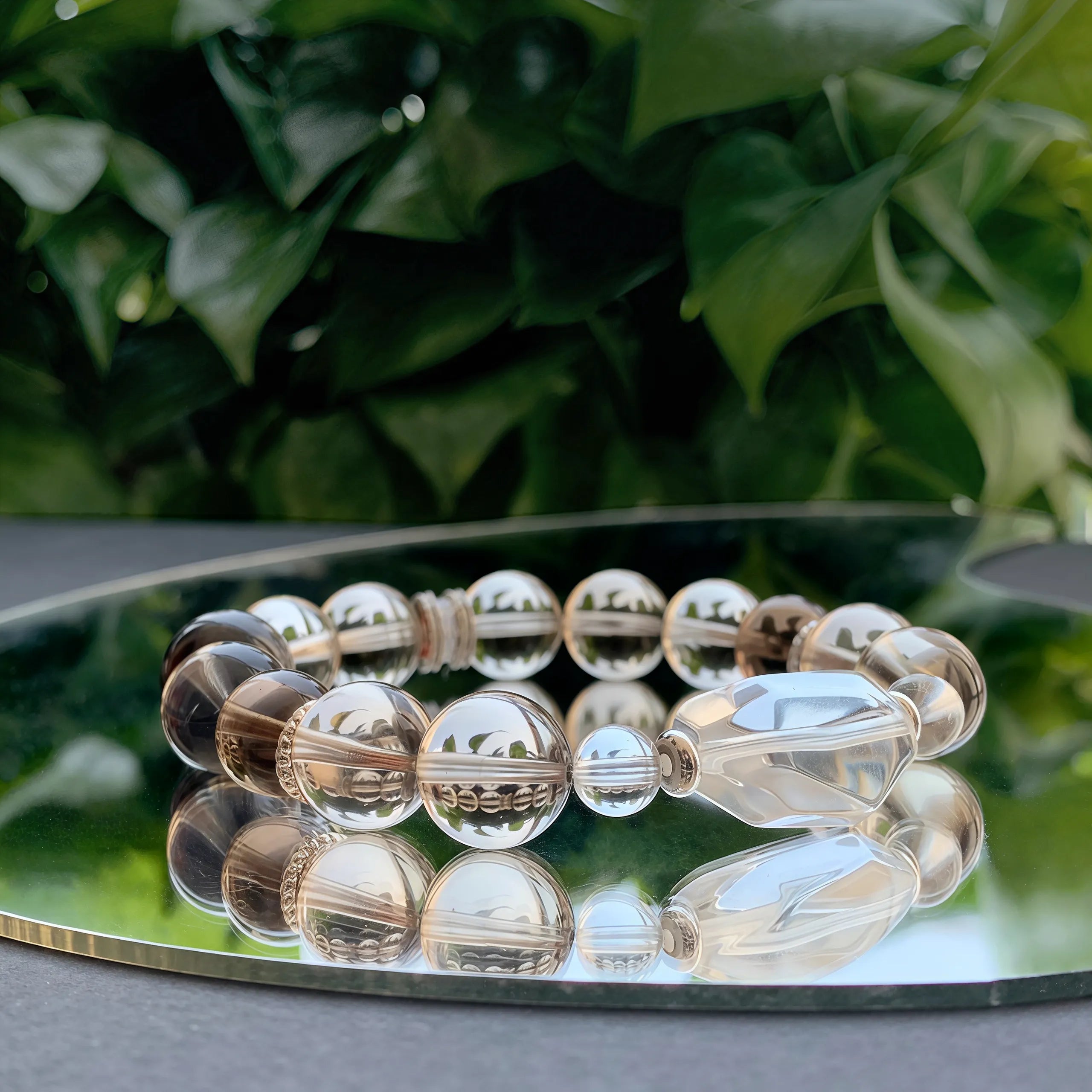 Gradient Smoky Quartz Mixed Crystal Bracelet