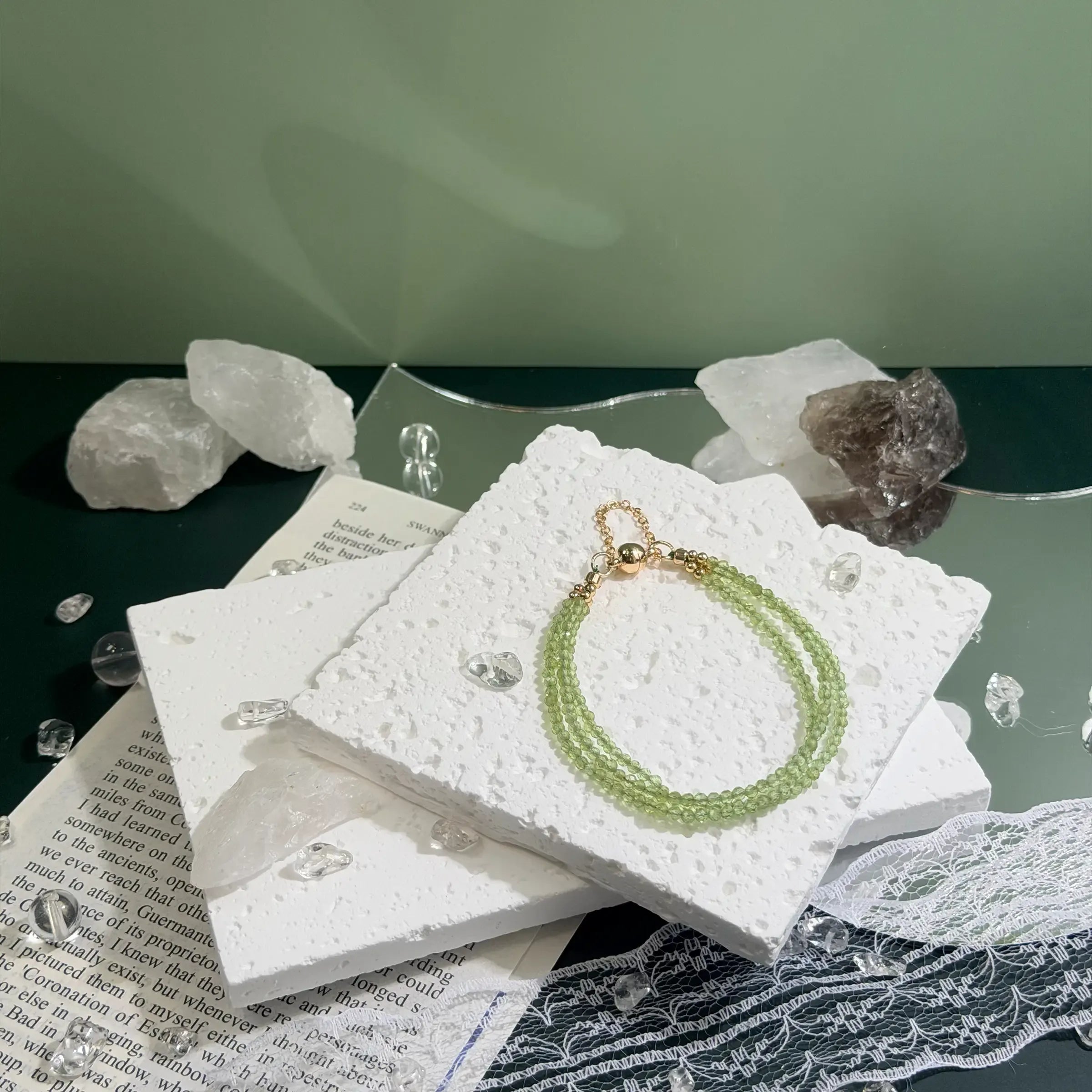 Lime Peridot Triple Wrap Bracelet