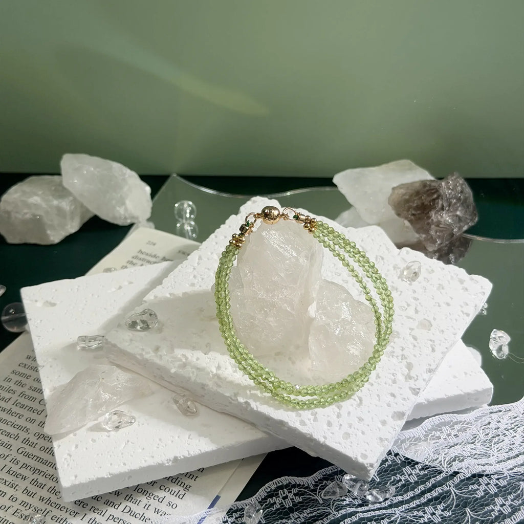 Lime Peridot Triple Wrap Bracelet