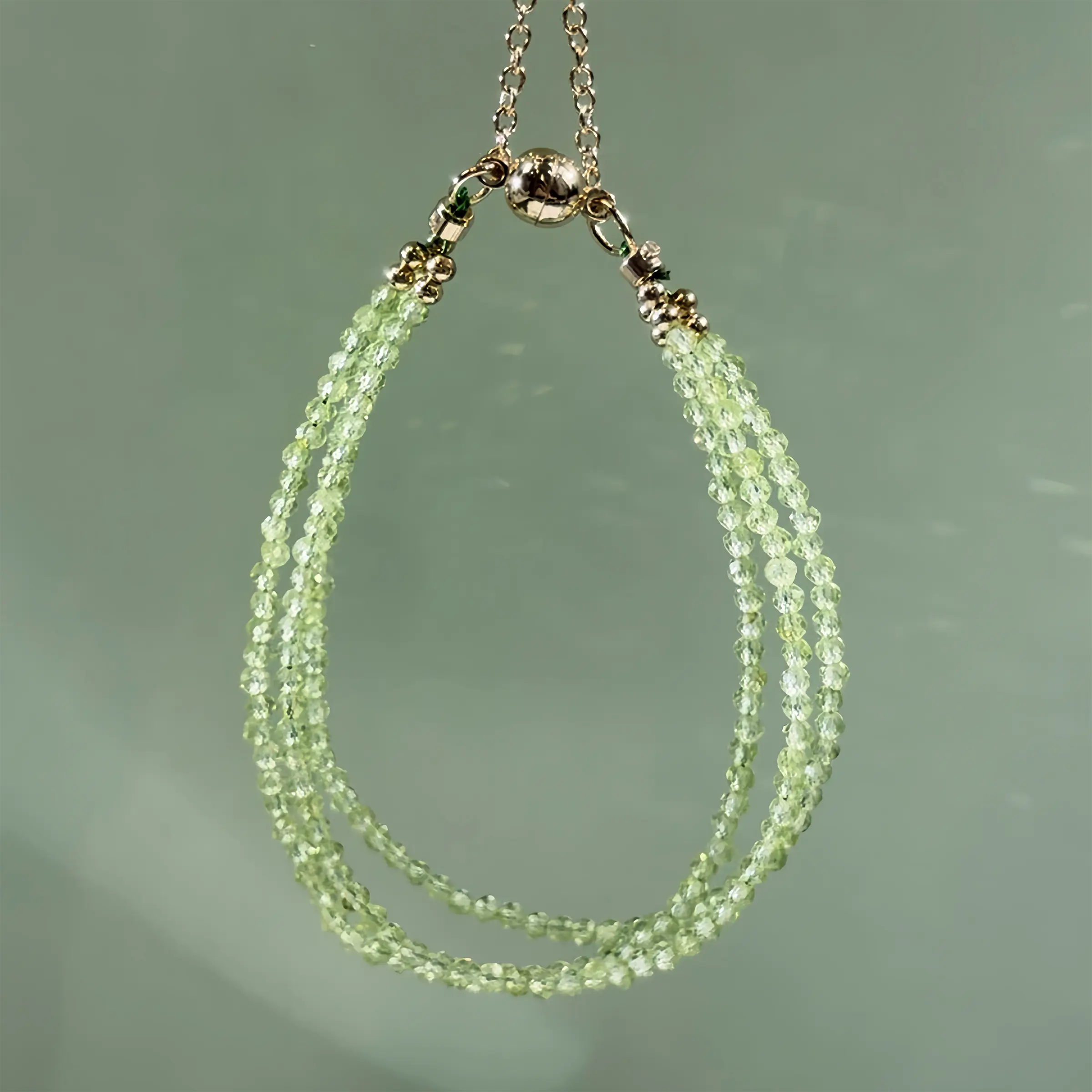 Lime Peridot Triple Wrap Bracelet