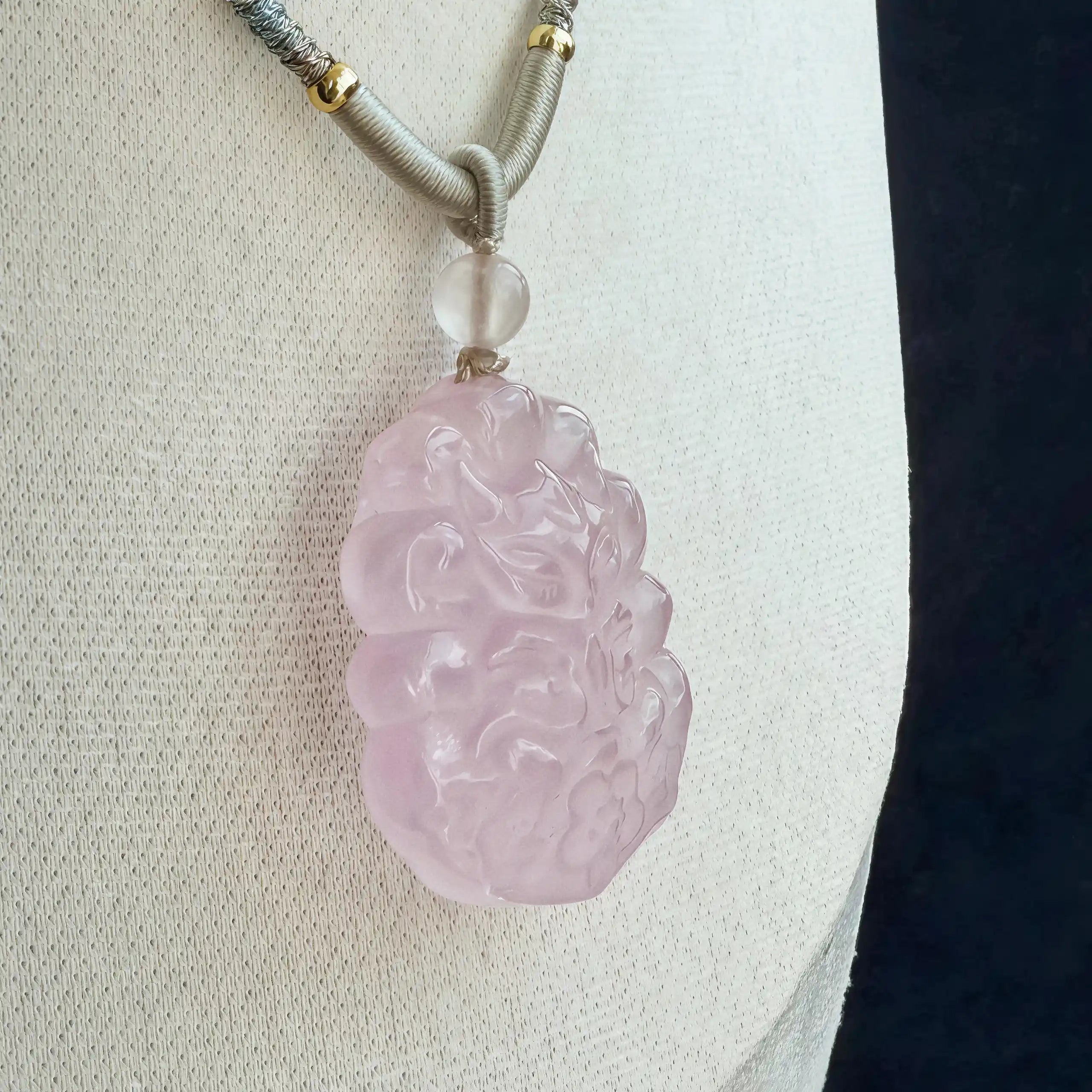 Rose Quartz Spirit Fox Necklace