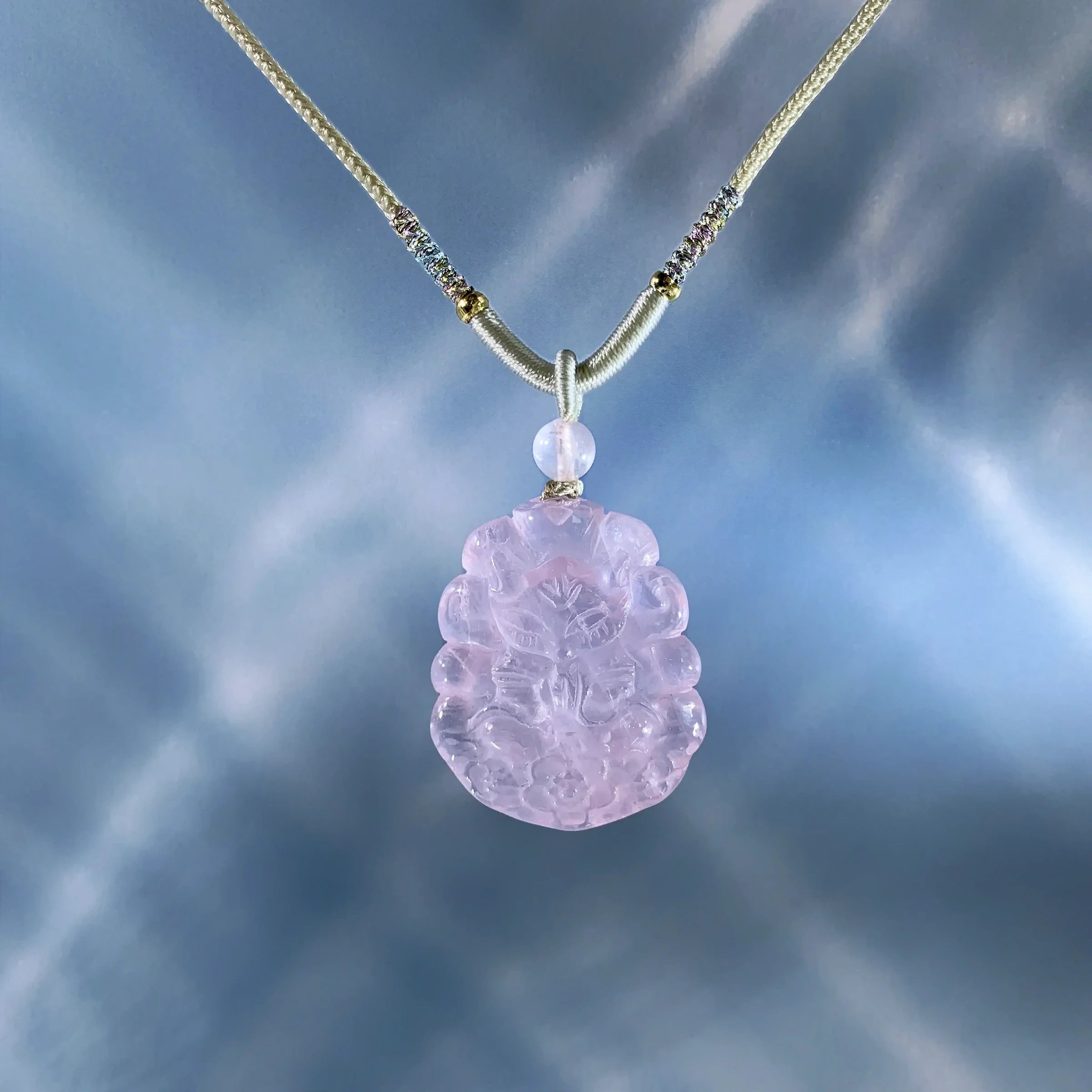 Rose Quartz Spirit Fox Necklace