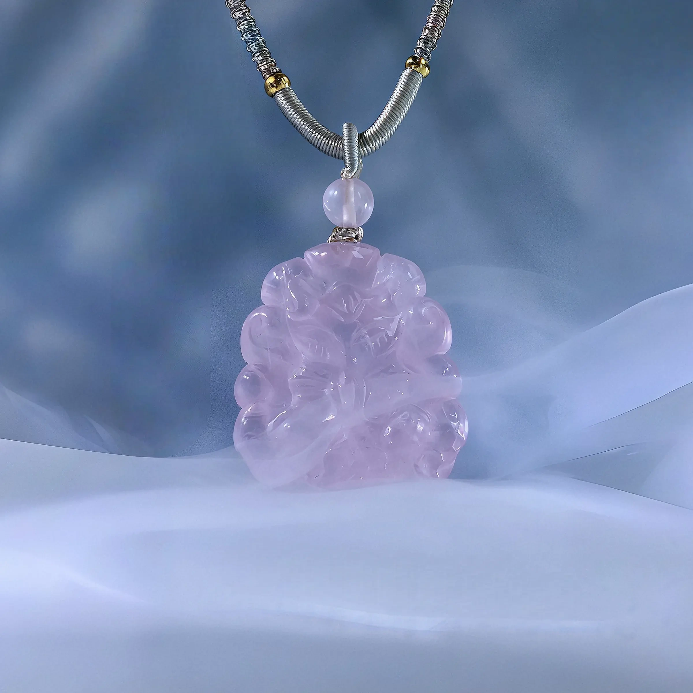 Rose Quartz Spirit Fox Necklace