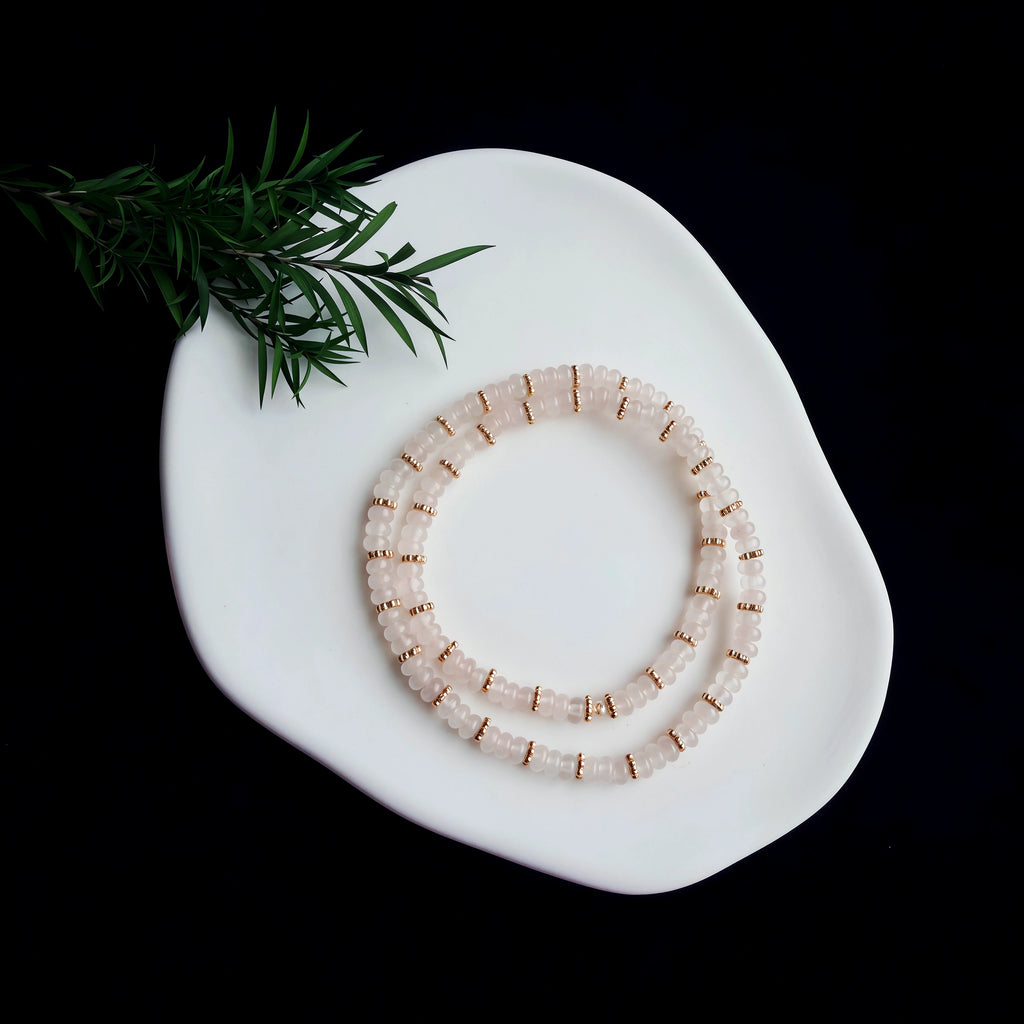 Blush Rose Quartz Double Wrap Bracelet