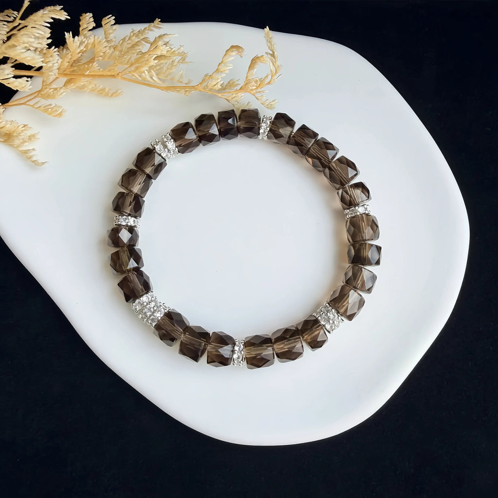 Sparkly Dark Smoky Quartz Bracelet