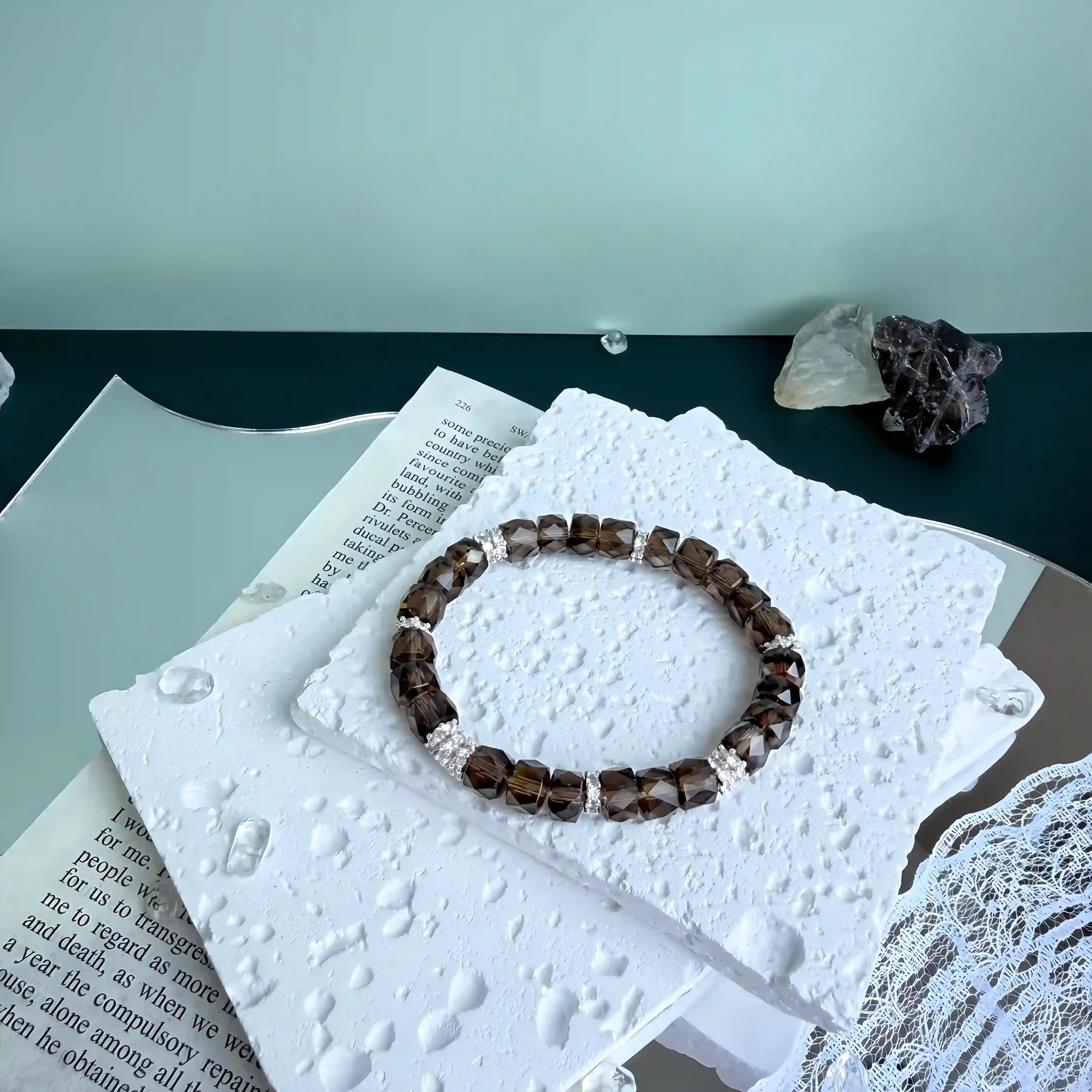 Sparkly Dark Smoky Quartz Bracelet